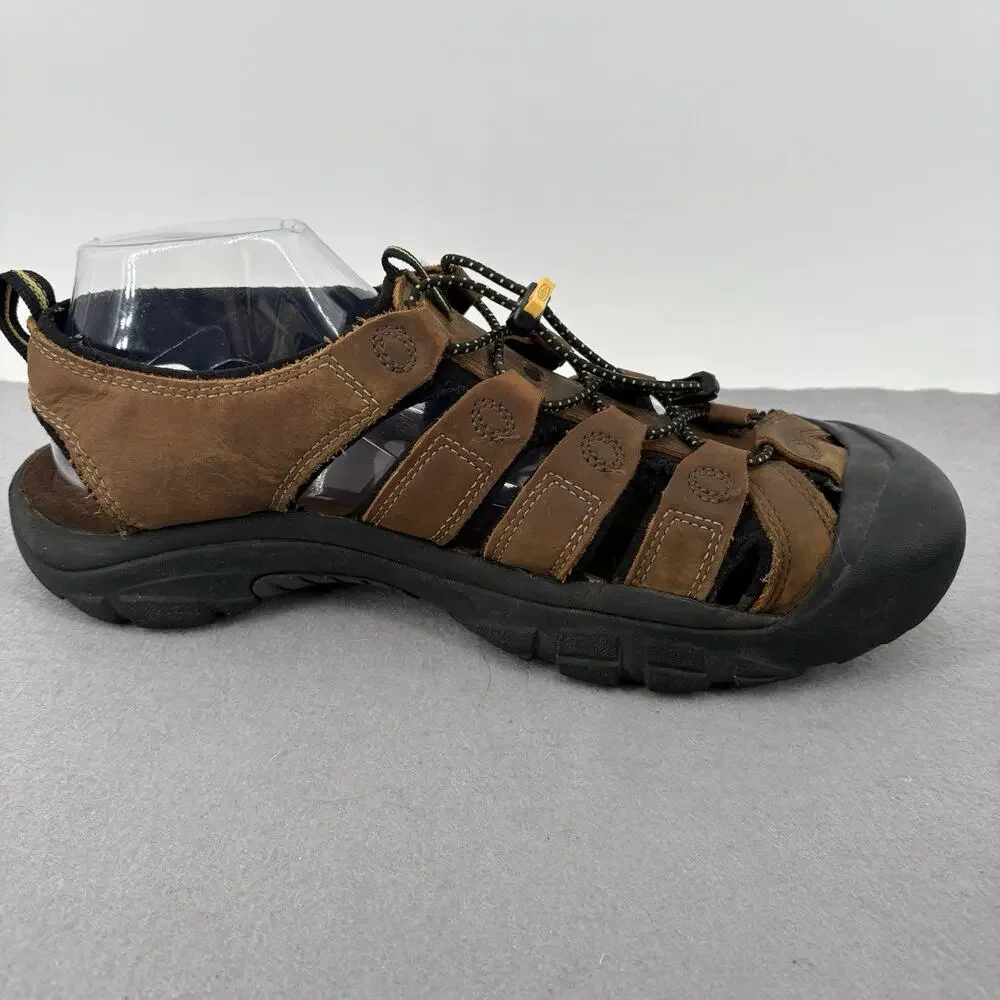 KEEN Newport Bison Brown Leather Waterproof Hiking Sandals Mens Sz 12.5 1001870